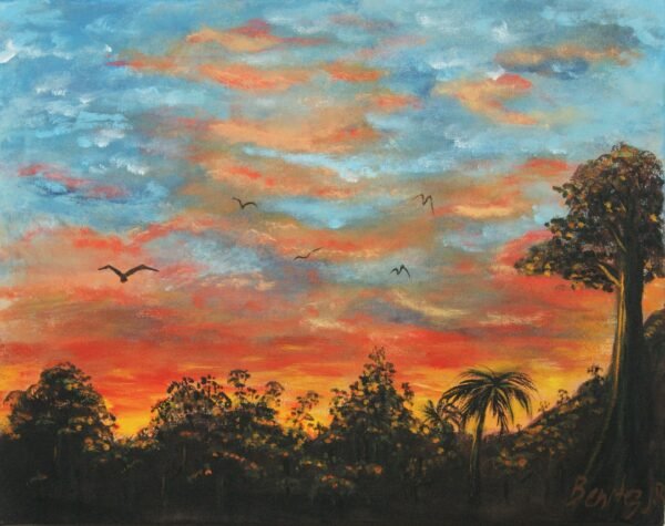 Cuadro de atardecer / Pintura de atardecer en lienzo